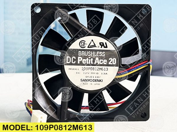 SANYO DENKI 109P0812M613 - Inverter Fan, 12VDC, 80x80x20mm