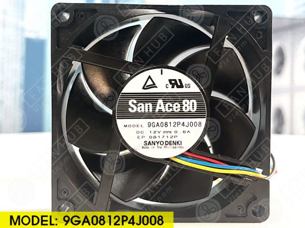 SANYO DENKI 9GA0812P4J008 - Inverter Fan, 12VDC, 80x80x25mm