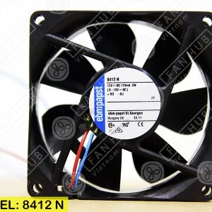 EBMPAPST 8412N - Inverter Fan, 12VDC, 80x80x25mm