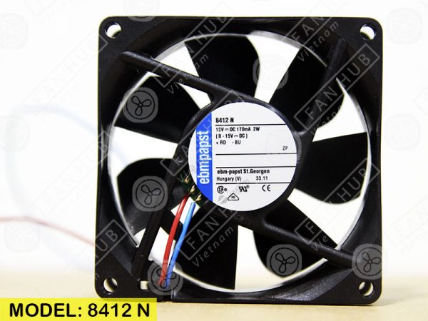 EBMPAPST 8412N - Inverter Fan, 12VDC, 80x80x25mm