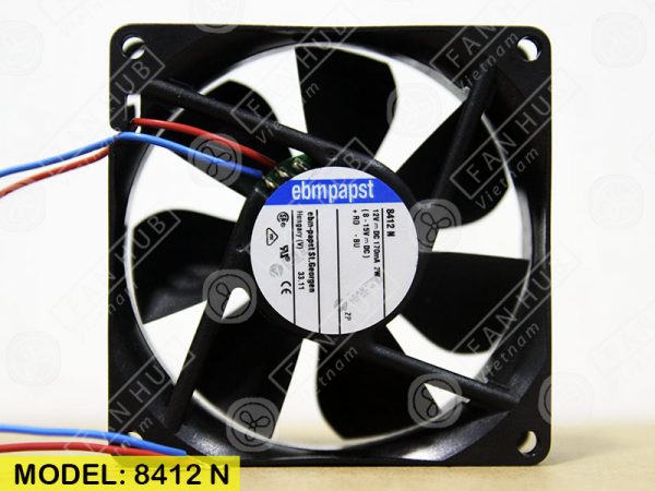 EBMPAPST 8412N - Inverter Fan, 12VDC, 80x80x25mm