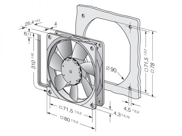 EBMPAPST 8412N - Inverter Fan, 12VDC, 80x80x25mm