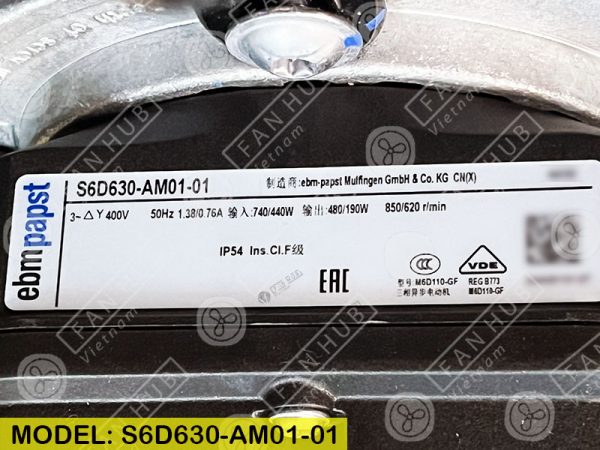 EBMPAPST S6D630-AM01-01 - AC Axial Fan, 400VAC, 630mm