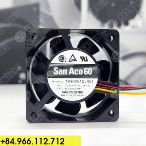 SANYO DENKI 109R0612J401 - Inverter Fan, 12VDC, 60x60x25mm