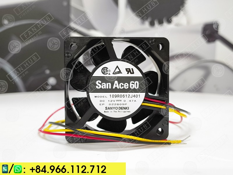 SANYO DENKI 109R0612J401 - Inverter Fan, 12VDC, 60x60x25mm
