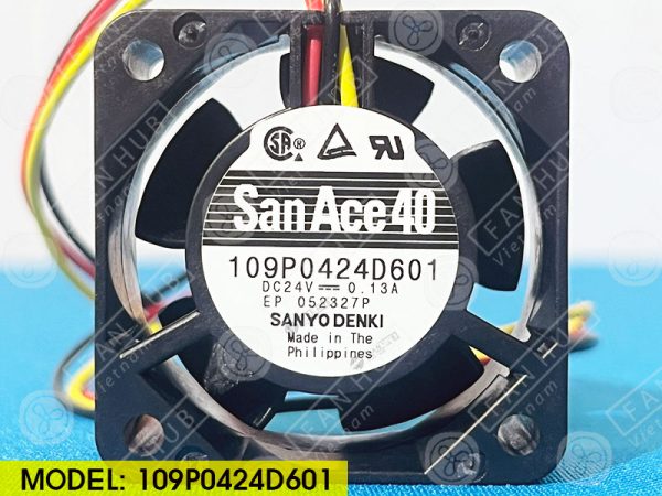 Sanyo Denki 109P0424D601 - Inverter Fan, 24VDC, 40x40x20mm