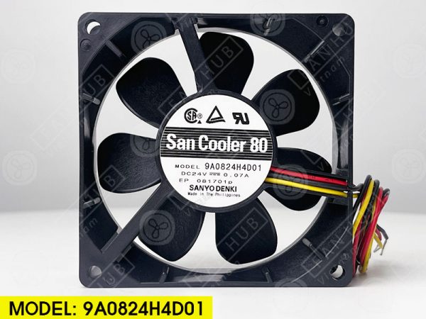 Sanyo Denki 9A0824H4D01 - Inverter Fan, 24VDC, 80x80x25mm