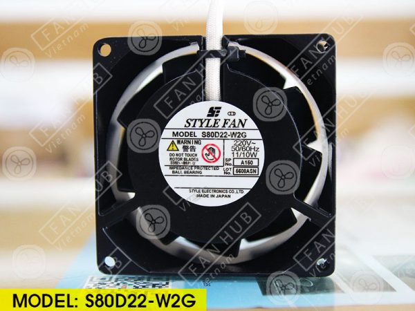STYLE FAN S80D22-W2G - Cabinet Fan, 220VAC, 80x80x38mm