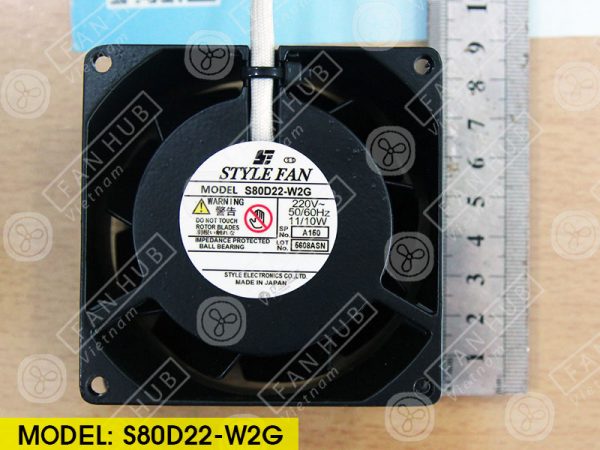 STYLE FAN S80D22-W2G - Cabinet Fan, 220VAC, 80x80x38mm