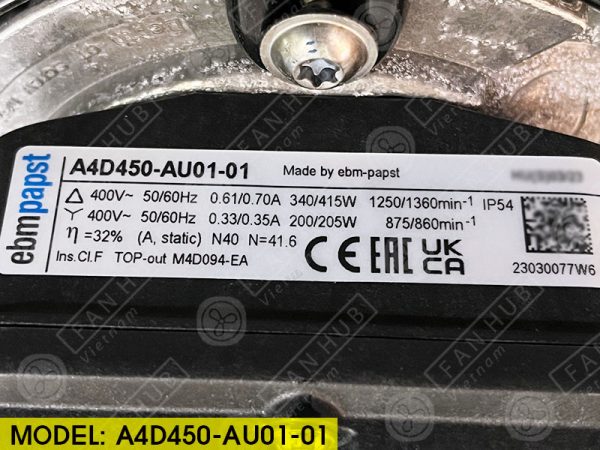 EBMPAPST A4D450-AU01-01 - AC Axial Fan, 400VAC, 450mm
