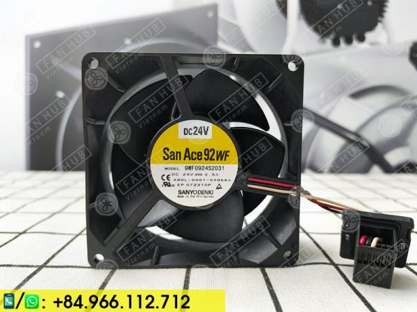 Sanyo Denki 9WF0924S2031(A90L-0001-0598#A) - Inverter Fan, 24VDC, 92x92x32mm