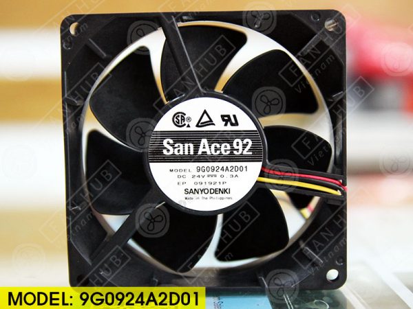 Sanyo Denki 9G0924A2D01 - Inverter Fan, 24VDC, 92x92x32mm