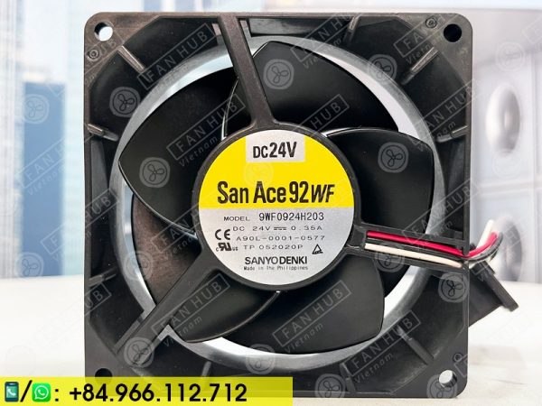 Sanyo Denki 9WF0924H203(A90L-0001-0577) - Inverter Fan, 24VDC, 92x92x32mm