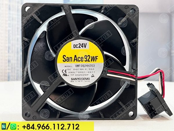 Sanyo Denki 9WF0924H203(A90L-0001-0577) - Inverter Fan, 24VDC, 92x92x32mm