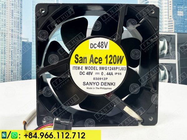 SANYO DENKI 9WG1248P1J03 - Inverter Fan, 48VDC, 120x120x38mm