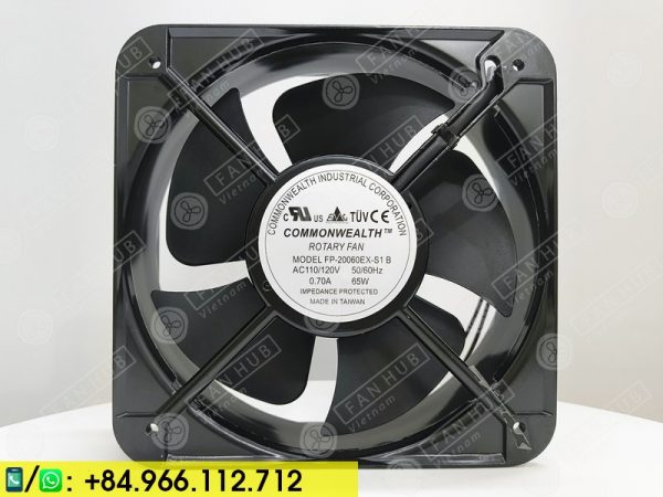COMMONWEALTH FP-20060EX-S1-B - AC Axial Fan, 110-120VAC, 200x200x60mm