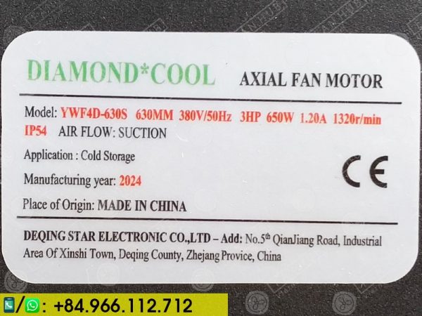DIAMOND COOL YWF4D-630S - AC Axial Fan, 380VAC, 630mm