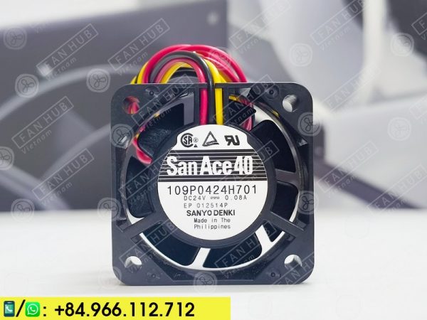 Sanyo Denki 109P0424H701 - Inverter Fan, 24VDC, 40x40x15mm