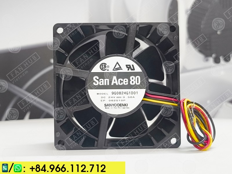 Sanyo Denki 9G0824G1D01 - Inverter Fan, 24VDC, 80x80x38mm