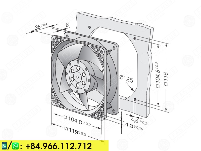 EBMPAPST 4580N - Cabinet Fan, 230VAC, 120x120x38mm