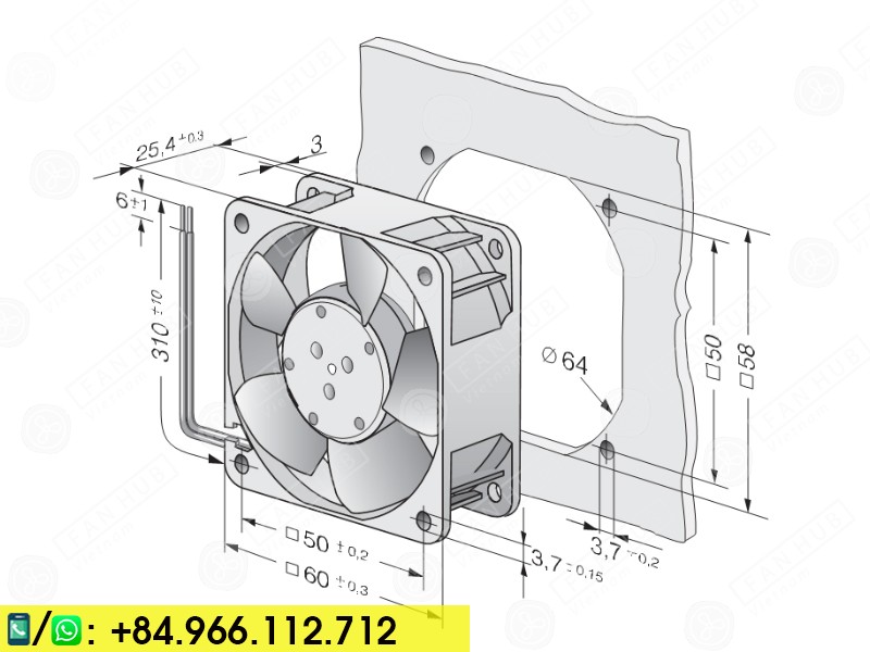 EBMPAPST 612NGME - Inverter Fan, 12VDC, 60x60x25mm