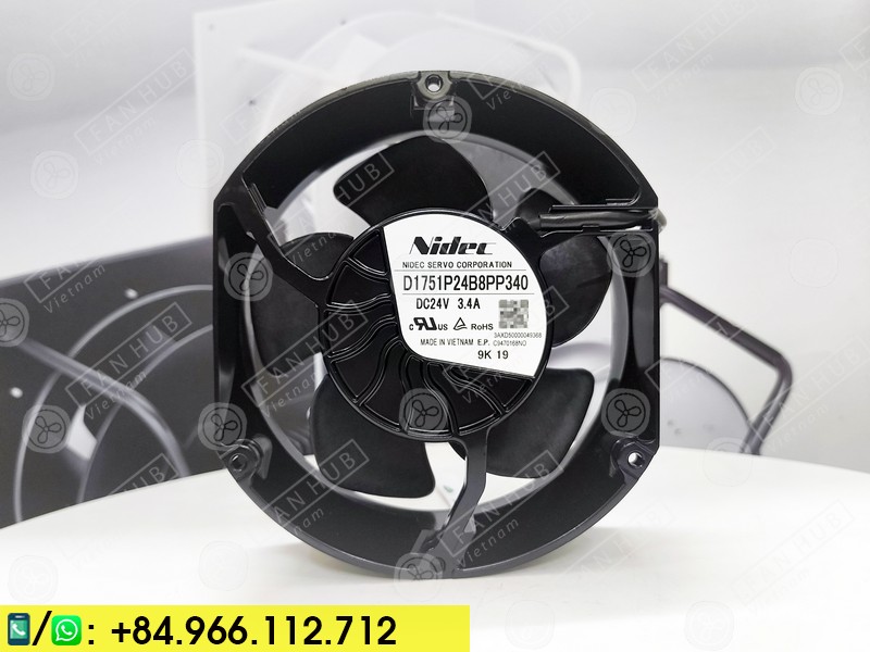 NIDEC D1751P24B8PP340 - Fan For Inverter , 24VDC, 172x150x51mm