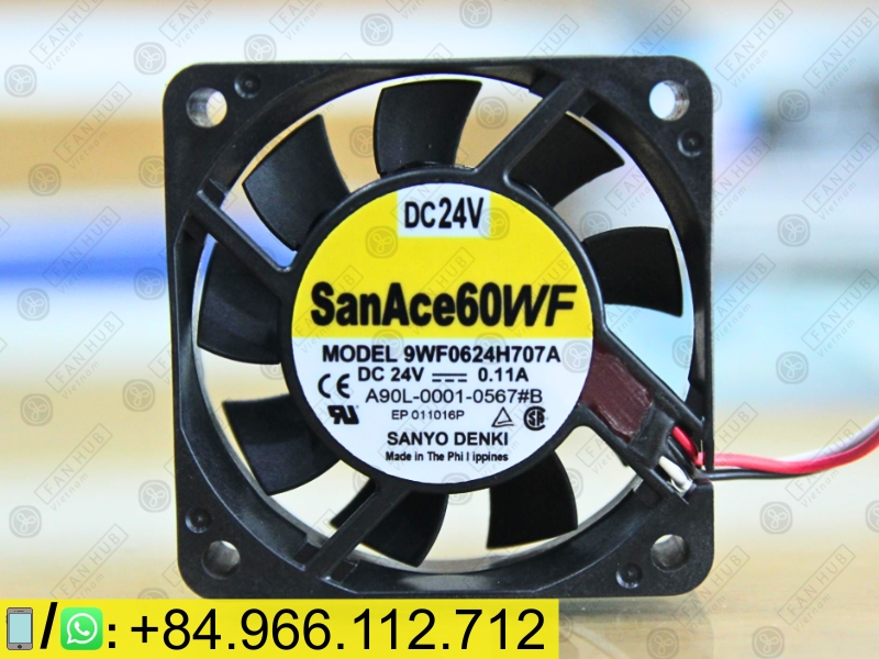 Sanyo Denki 9WF0624H707A(A90L-0001-0567#B) - Inverter Fan, 24VDC, 60x60x15mm