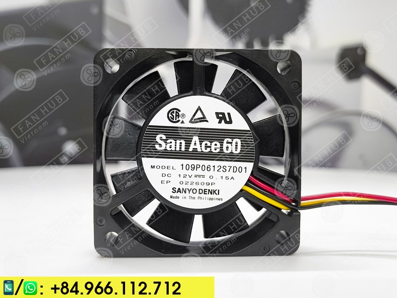 Sanyo Denki 109P0612S7D01 - Inverter Fan, 12VDC, 60x60x15mm