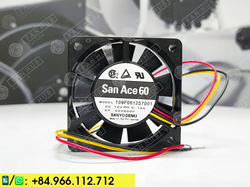 Sanyo Denki 109P0612S7D01 - Inverter Fan, 12VDC, 60x60x15mm