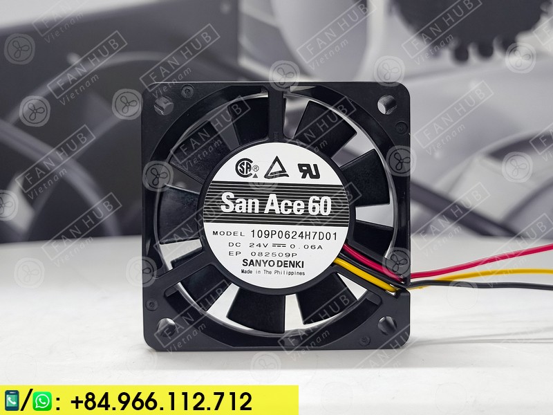SANYO DENKI 109P0624H7D01 - Inverter Fan, 24VDC, 60x60x15mm
