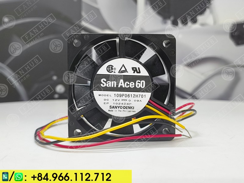 Sanyo Denki 109P0612H701 - Inverter Fan, 12VDC, 60x60x15mm