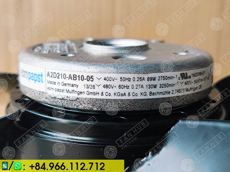 EBMPAPST A2D210-AB10-05 - Fan For Cabinet, 400/480VAC, 210mm