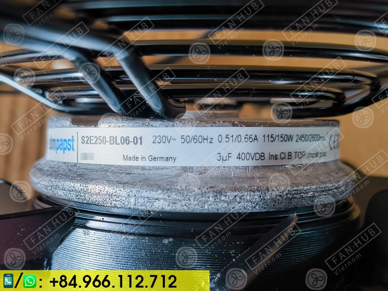 EBMPAPST S2E250-BL06-01 - Fan For Cabinet, 230VAC, 250mm