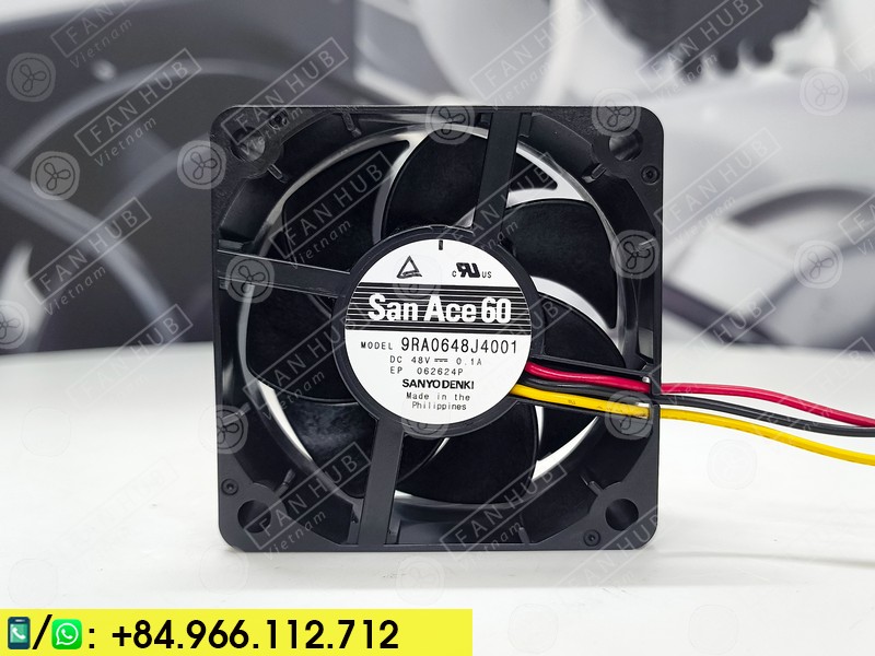 Sanyo Denki 9RA0648J4001 - Inverter Fan, 48VDC, 60x60x25mm