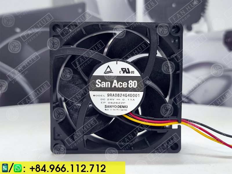Sanyo Denki 9RA0824G4D001 - Inverter Fan, 24VDC, 80x80x25mm