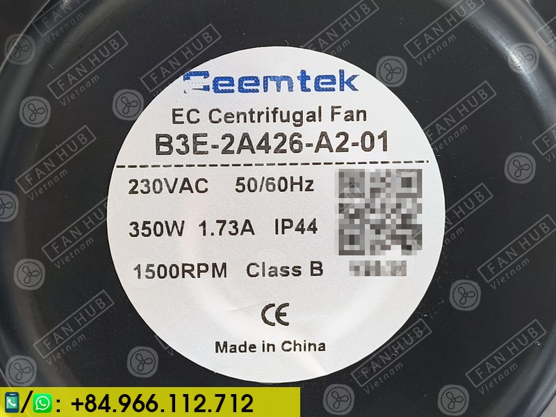 SEEMTEK B3E-2A426-A2-01 - Fan For AHU, 230VAC, 426mm